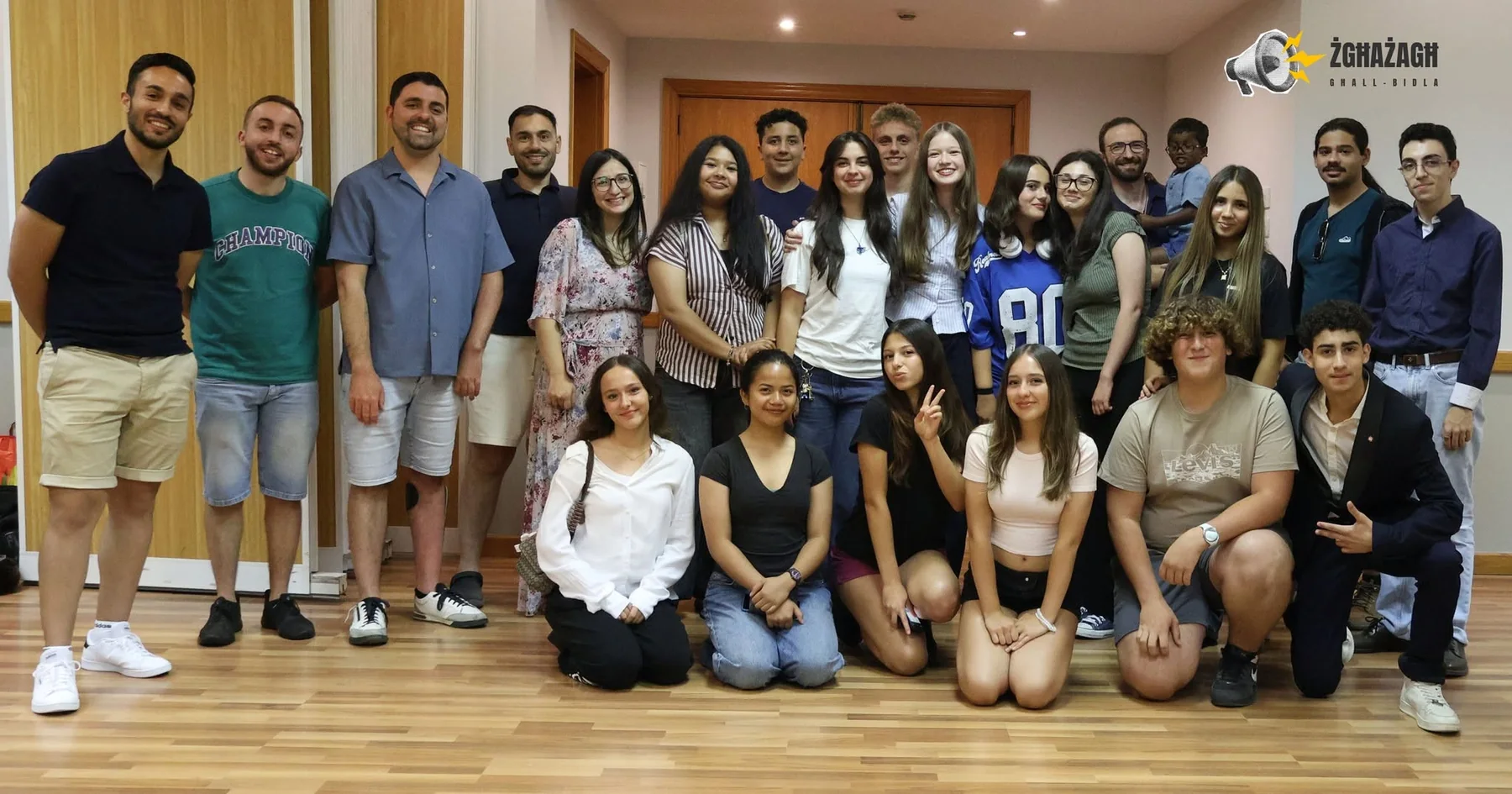 Members and participants of Żgħażagħ għall-Bidla at a youth activism event